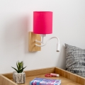 Brilagi - LED Joustava seinävalaisin NUBILA WOOD 1xE27/25W/230V + LED/3W tammi/vaaleanpunainen