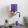 Brilagi - LED Joustava seinävalaisin NUBILA WOOD 1xE27/25W/230V + LED/3W tammi/violetti