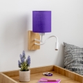 Brilagi - LED Joustava seinävalaisin NUBILA WOOD 1xE27/25W/230V + LED/3W tammi/violetti