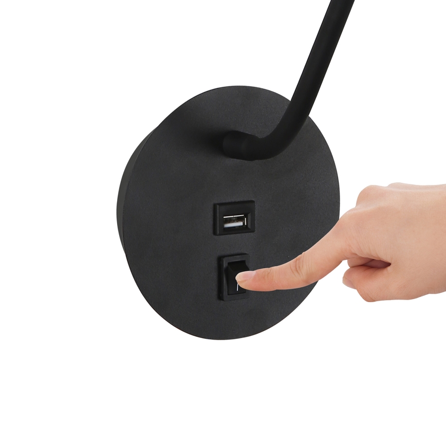 Brilagi - LED Joustava seinävalaisin USB-portilla MAYA LED/3W/230V 4000K musta