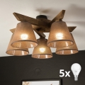 Brilagi - LED Katto- tai seinävalaisin ANTHONY 5xE14/40W/230V tammi-pähkinä/ruskea