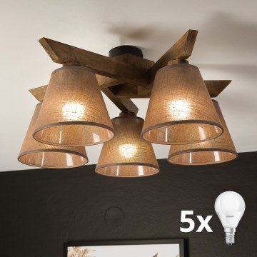 Brilagi - LED Katto- tai seinävalaisin ANTHONY 5xE14/40W/230V tammi-pähkinä/ruskea