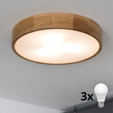 Brilagi - LED Kattojalka CARVALHO 3xE27/60W/230V tammi Ø 47,5 cm