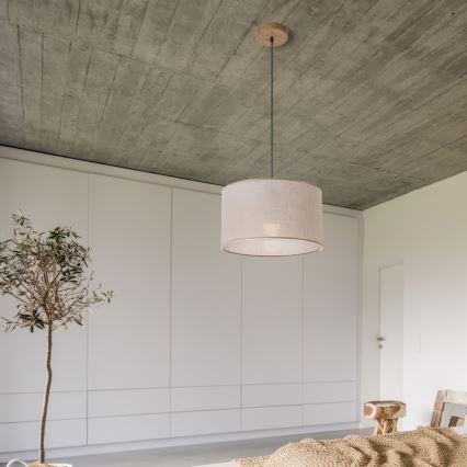 Brilagi - LED Kattokruunu johdossa ANTHONY 1xE27/60W/230V tammi/beige