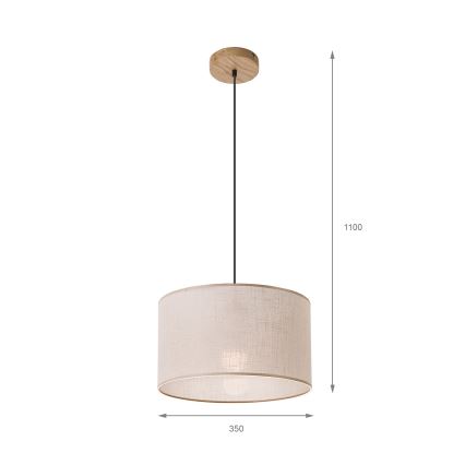 Brilagi - LED Kattokruunu johdossa ANTHONY 1xE27/60W/230V tammi/beige