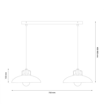 Brilagi - LED Kattokruunu johdossa FLAMENGO 2xE27/60W/230V valkoinen