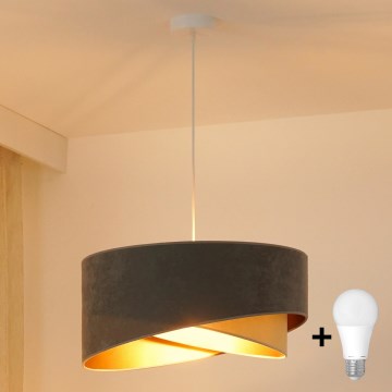 Brilagi - LED-kattokruunu johdossa LYRA 1xE27/15W/230V harmaa/beige/kulta