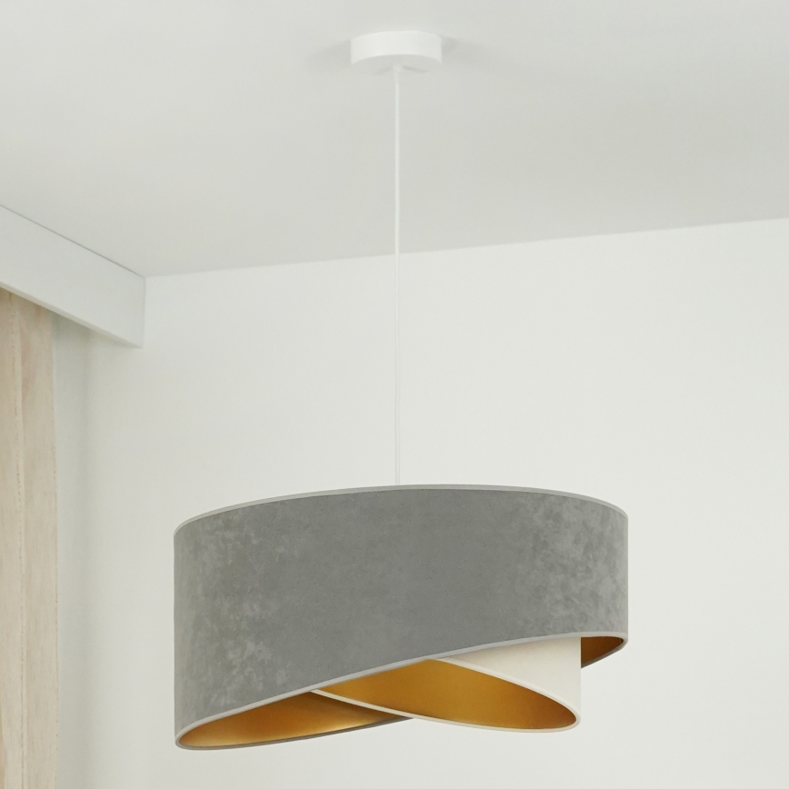 Brilagi - LED-kattokruunu johdossa LYRA 1xE27/15W/230V harmaa/kerma/kulta