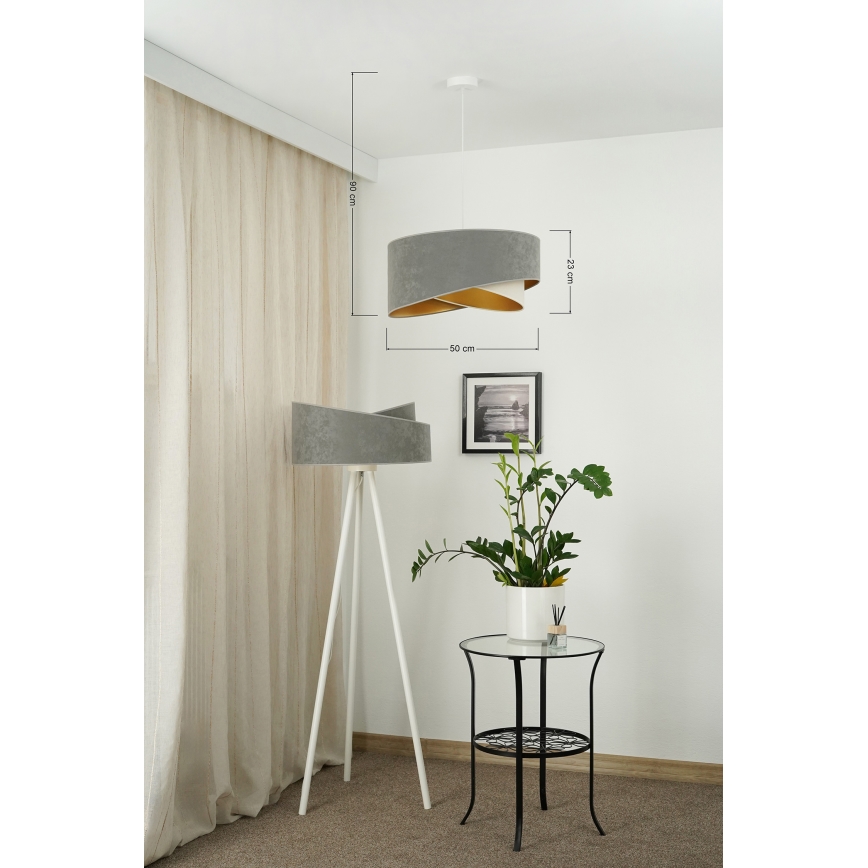 Brilagi - LED-kattokruunu johdossa LYRA 1xE27/15W/230V harmaa/kerma/kulta