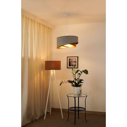 Brilagi - LED-kattokruunu johdossa LYRA 1xE27/15W/230V harmaa/kerma/kulta