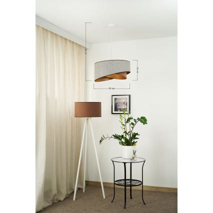 Brilagi - LED-kattokruunu johdossa LYRA 1xE27/15W/230V harmaa/kerma/kulta