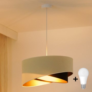 Brilagi - LED-kattokruunu johdossa LYRA 1xE27/15W/230V kerma/musta/kulta