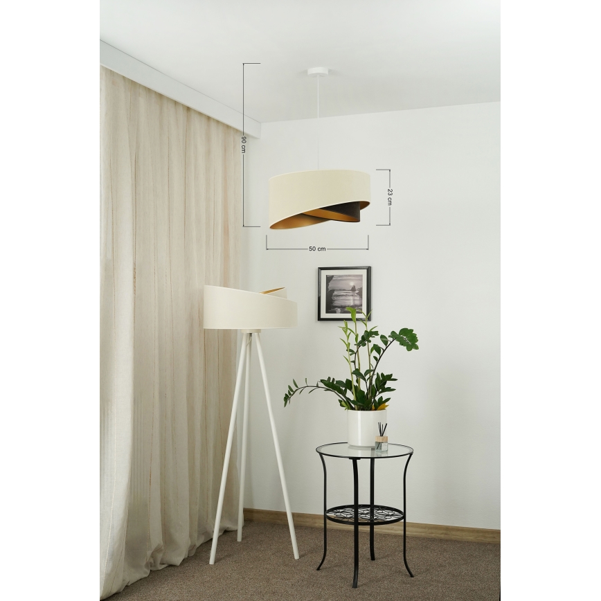 Brilagi - LED-kattokruunu johdossa LYRA 1xE27/15W/230V kerma/musta/kulta