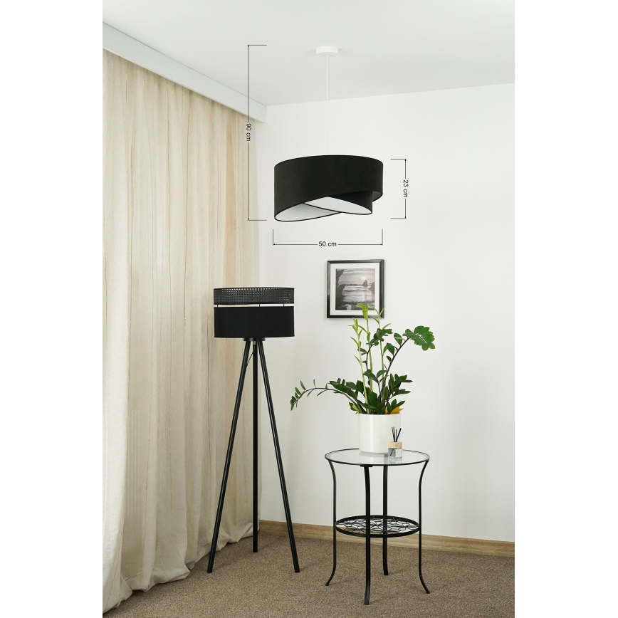 Brilagi - LED-kattokruunu johdossa LYRA 1xE27/15W/230V musta/valkoinen