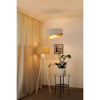 Brilagi - LED-kattokruunu johdossa LYRA 1xE27/15W/230V valkoinen/beige/kulta