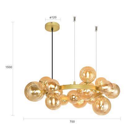 Brilagi - LED-kattokruunu johdossa MILLA 15xG9/3W/230V kulta