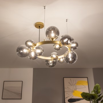 Brilagi - LED-kattokruunu johdossa MILLA 15xG9/3W/230V kulta/savuinen