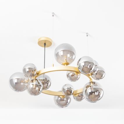 Brilagi - LED-kattokruunu johdossa MILLA 15xG9/3W/230V kulta/savuinen