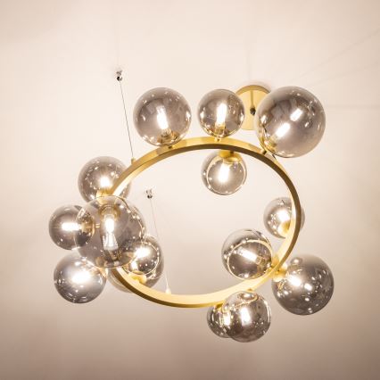 Brilagi - LED-kattokruunu johdossa MILLA 15xG9/3W/230V kulta/savuinen