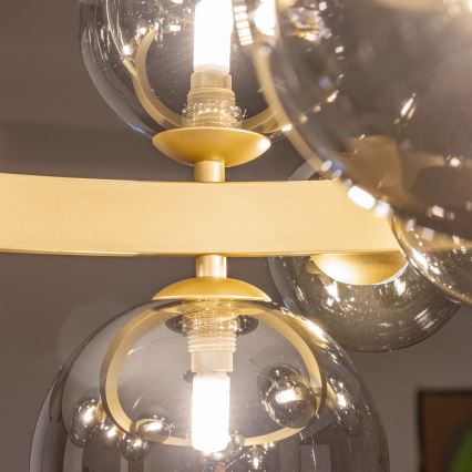 Brilagi - LED-kattokruunu johdossa MILLA 15xG9/3W/230V kulta/savuinen