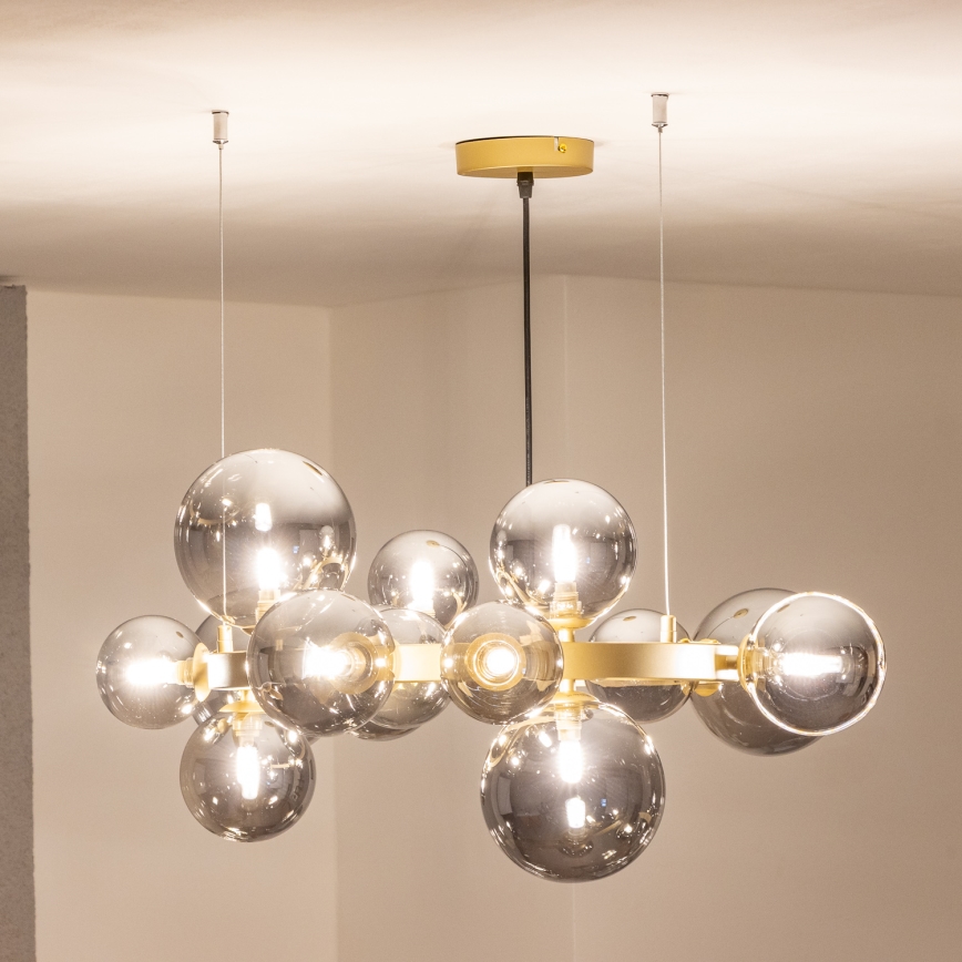 Brilagi - LED-kattokruunu johdossa MILLA 15xG9/3W/230V kulta/savuinen