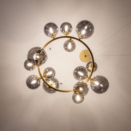 Brilagi - LED-kattokruunu johdossa MILLA 15xG9/3W/230V kulta/savuinen