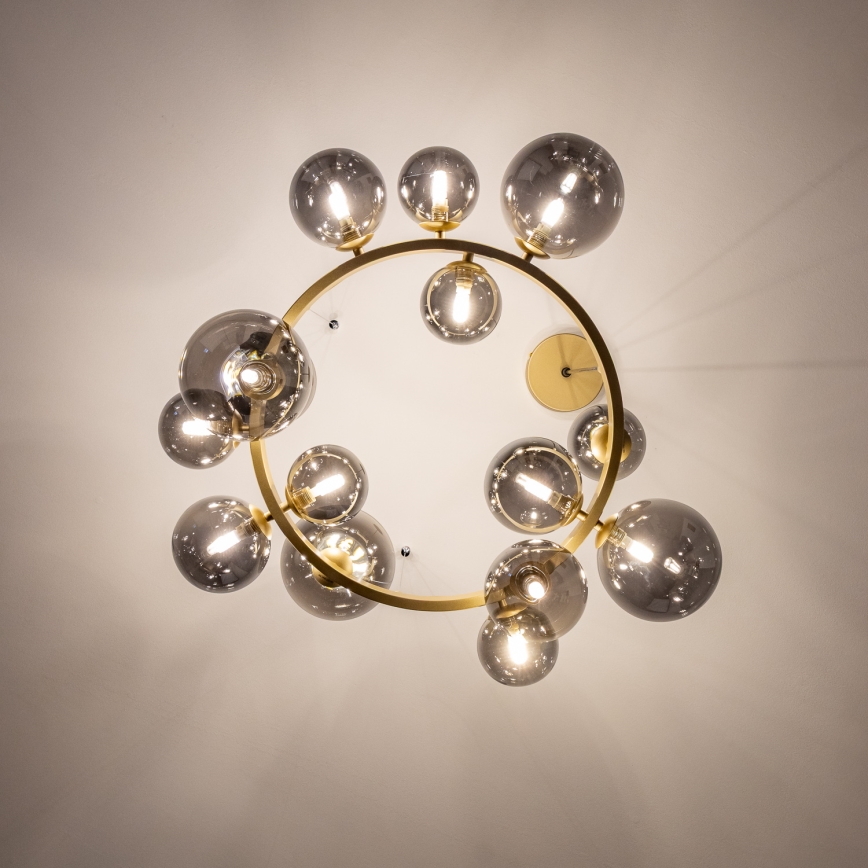 Brilagi - LED-kattokruunu johdossa MILLA 15xG9/3W/230V kulta/savuinen