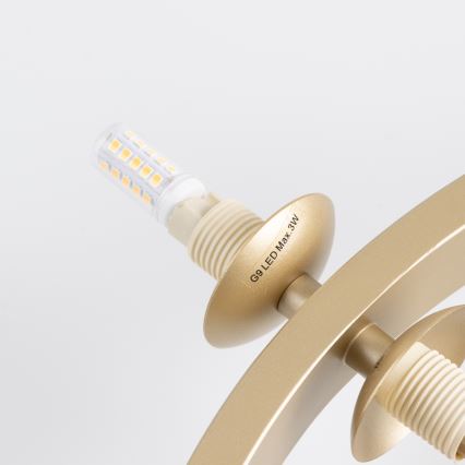 Brilagi - LED-kattokruunu johdossa MILLA 15xG9/3W/230V kulta/savuinen