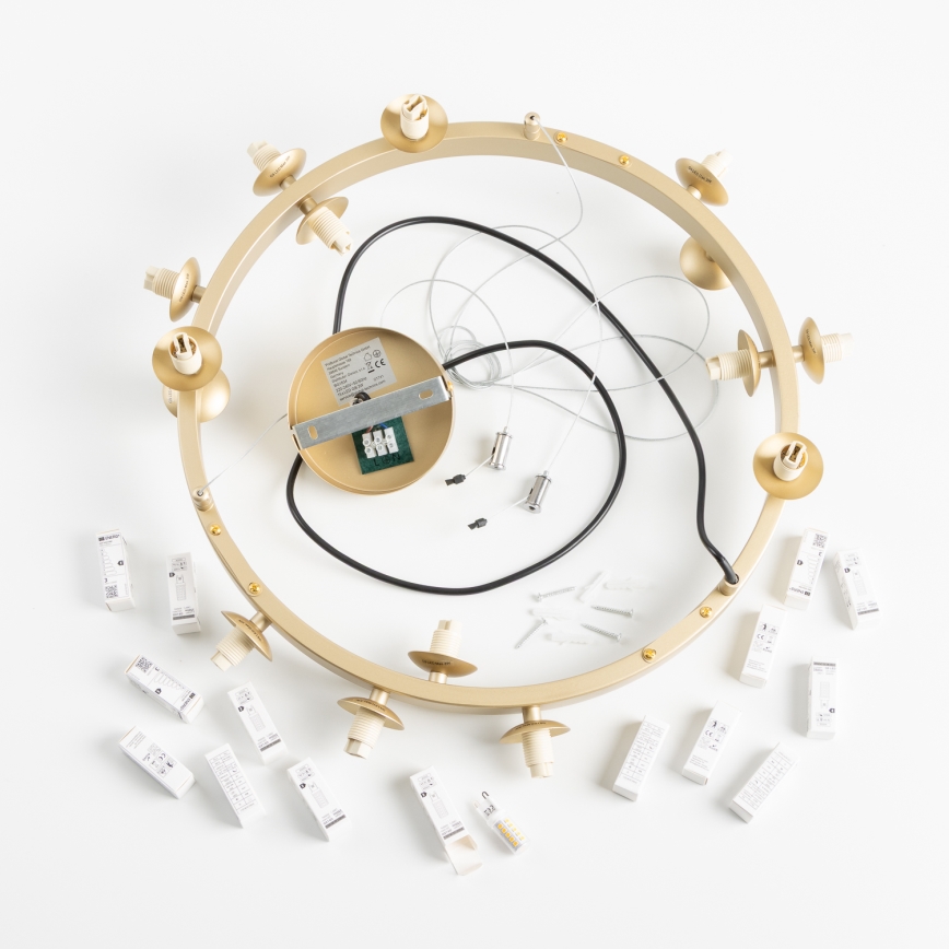 Brilagi - LED-kattokruunu johdossa MILLA 15xG9/3W/230V kulta/savuinen