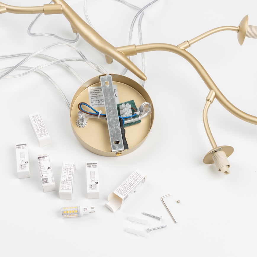 Brilagi - LED-kattokruunu johdossa MISTEL 6xG9/3W/230V kulta/valkoinen