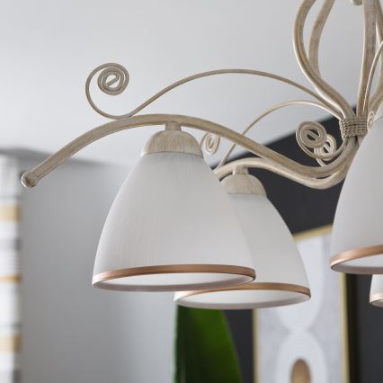 Brilagi - LED-kattokruunu ketjulla ANTICO 5xE27/60W/230V 3000K valkoinen patina