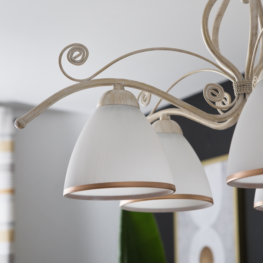 Brilagi - LED-kattokruunu ketjulla ANTICO 5xE27/60W/230V 3000K valkoinen patina