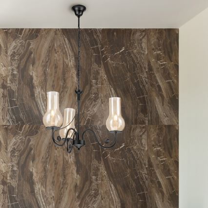 Brilagi - LED Kattokruunu ketjussa COTTAGE 3xE14/40W/230V musta/ruskea