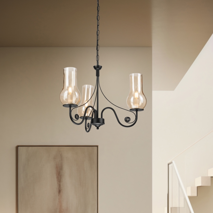 Brilagi - LED Kattokruunu ketjussa COTTAGE 3xE14/40W/230V musta/ruskea