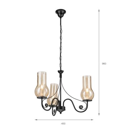 Brilagi - LED Kattokruunu ketjussa COTTAGE 3xE14/40W/230V musta/ruskea