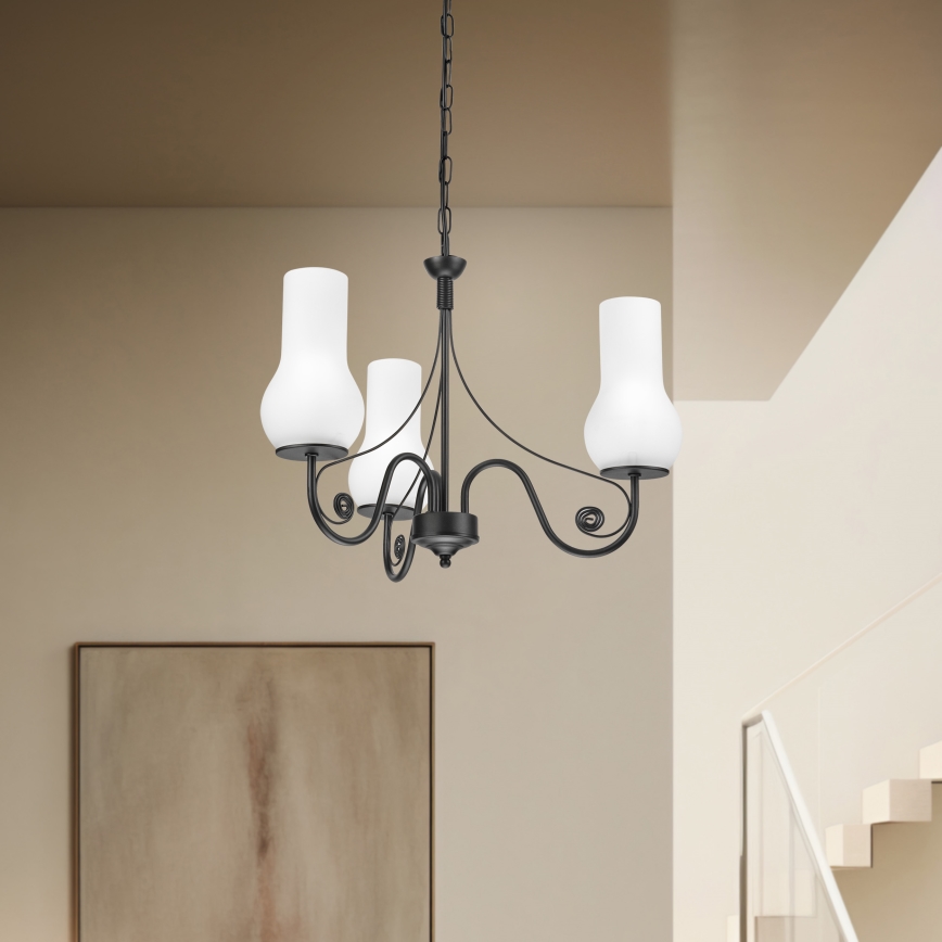 Brilagi - LED Kattokruunu ketjussa COTTAGE 3xE14/40W/230V musta/valkoinen