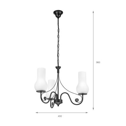 Brilagi - LED Kattokruunu ketjussa COTTAGE 3xE14/40W/230V musta/valkoinen