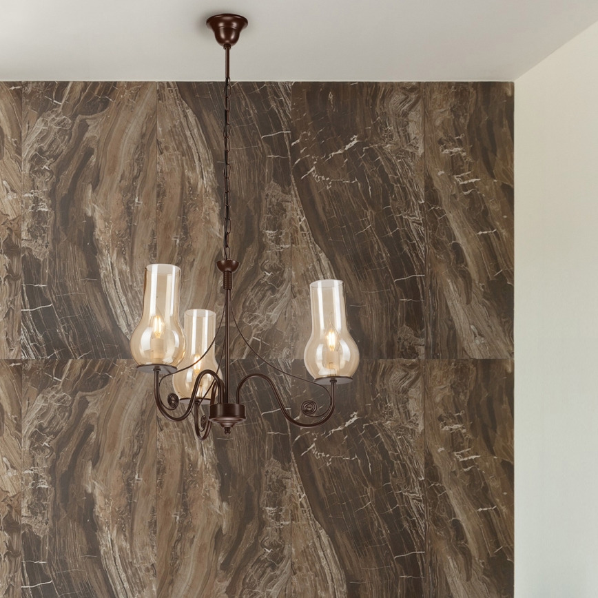 Brilagi - LED Kattokruunu ketjussa COTTAGE 3xE14/40W/230V ruskea