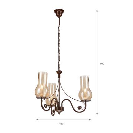 Brilagi - LED Kattokruunu ketjussa COTTAGE 3xE14/40W/230V ruskea