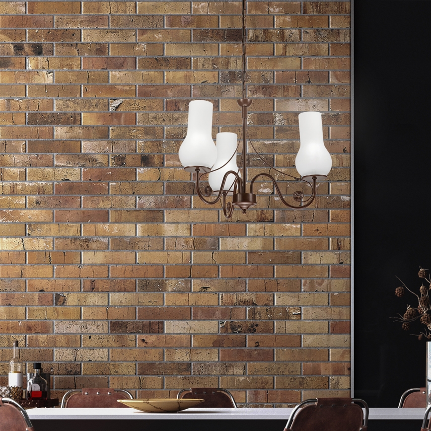 Brilagi - LED Kattokruunu ketjussa COTTAGE 3xE14/40W/230V ruskea/valkoinen