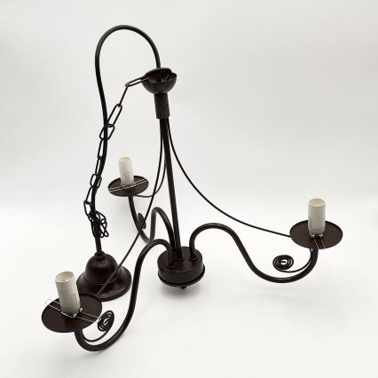 Brilagi - LED Kattokruunu ketjussa COTTAGE 3xE14/40W/230V ruskea/valkoinen