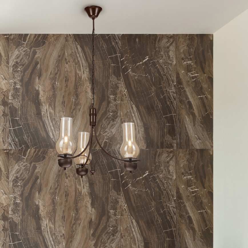 Brilagi - LED Kattokruunu ketjussa COTTAGE 3xE14/40W/230V tammi/ruskea