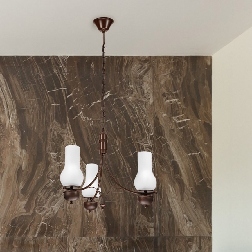 Brilagi - LED Kattokruunu ketjussa COTTAGE 3xE14/40W/230V tammi/valkoinen