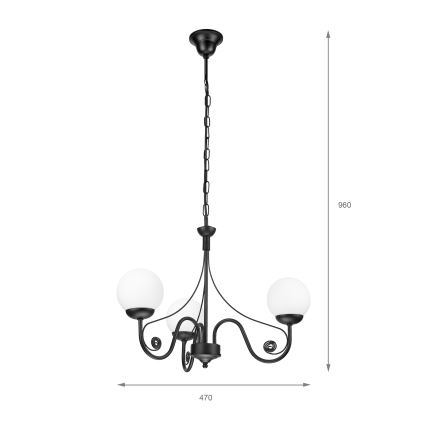 Brilagi - LED Kattokruunu ketjussa COTTAGE 3xG9/40W/230V musta/valkoinen