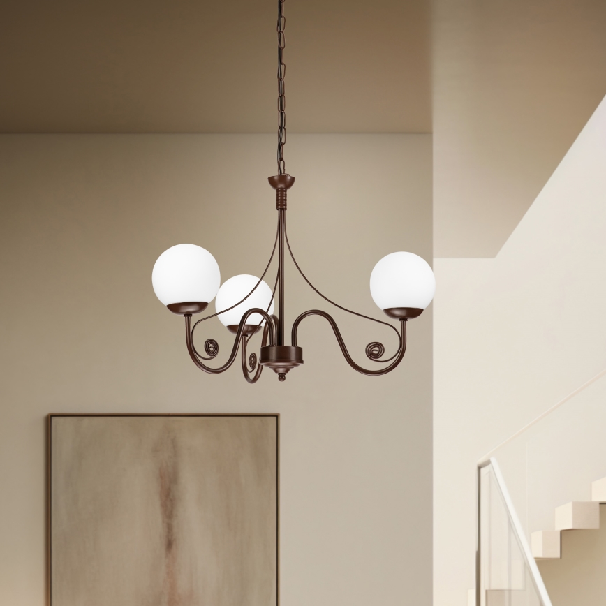 Brilagi - LED Kattokruunu ketjussa COTTAGE 3xG9/40W/230V ruskea/valkoinen