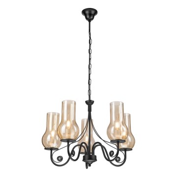 Brilagi - LED Kattokruunu ketjussa COTTAGE 5xE14/40W/230V musta/ruskea