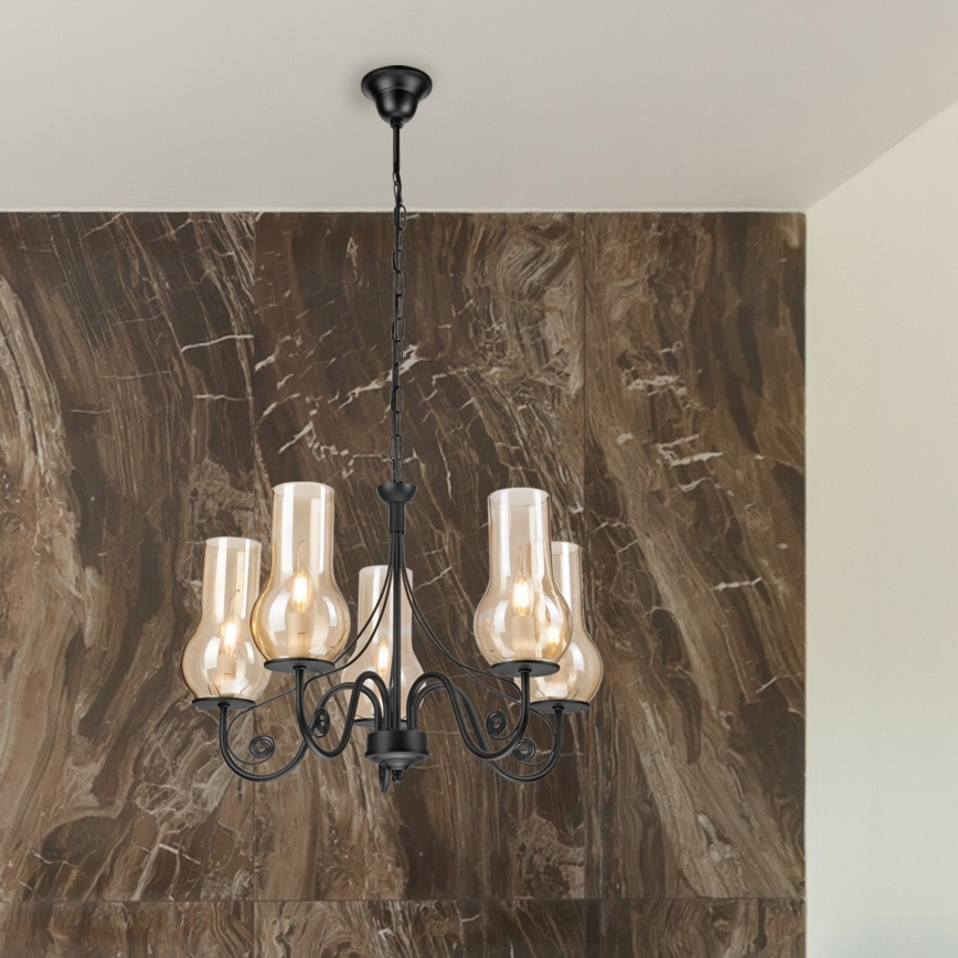 Brilagi - LED Kattokruunu ketjussa COTTAGE 5xE14/40W/230V musta/ruskea