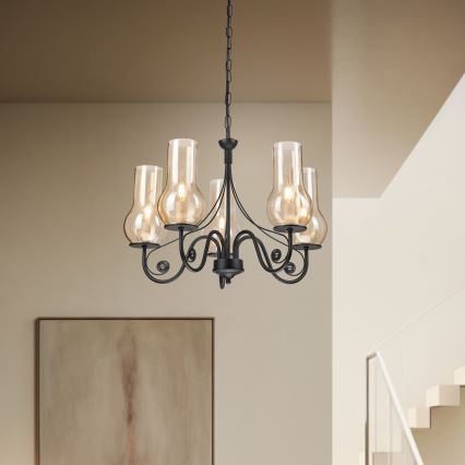 Brilagi - LED Kattokruunu ketjussa COTTAGE 5xE14/40W/230V musta/ruskea