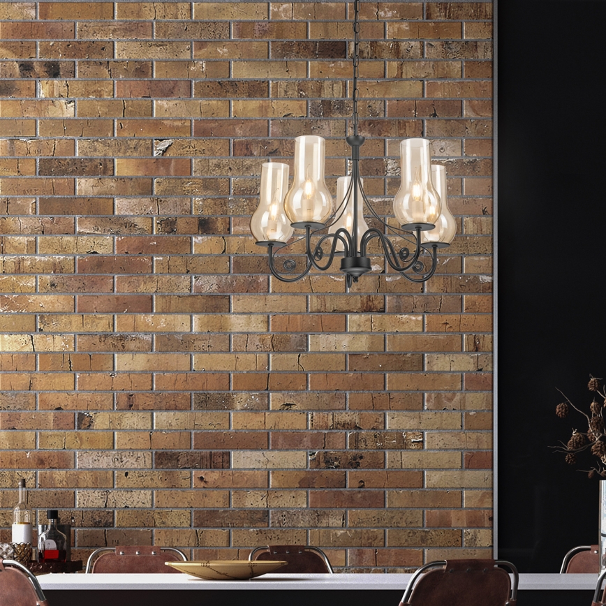 Brilagi - LED Kattokruunu ketjussa COTTAGE 5xE14/40W/230V musta/ruskea