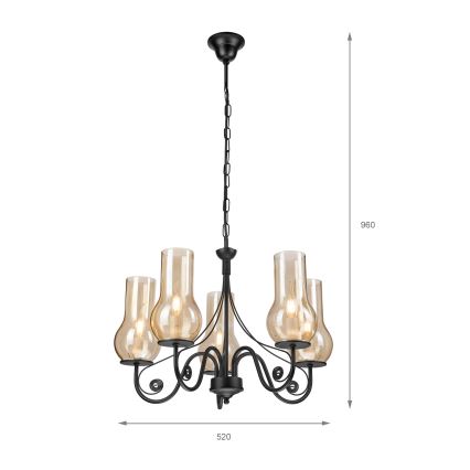 Brilagi - LED Kattokruunu ketjussa COTTAGE 5xE14/40W/230V musta/ruskea